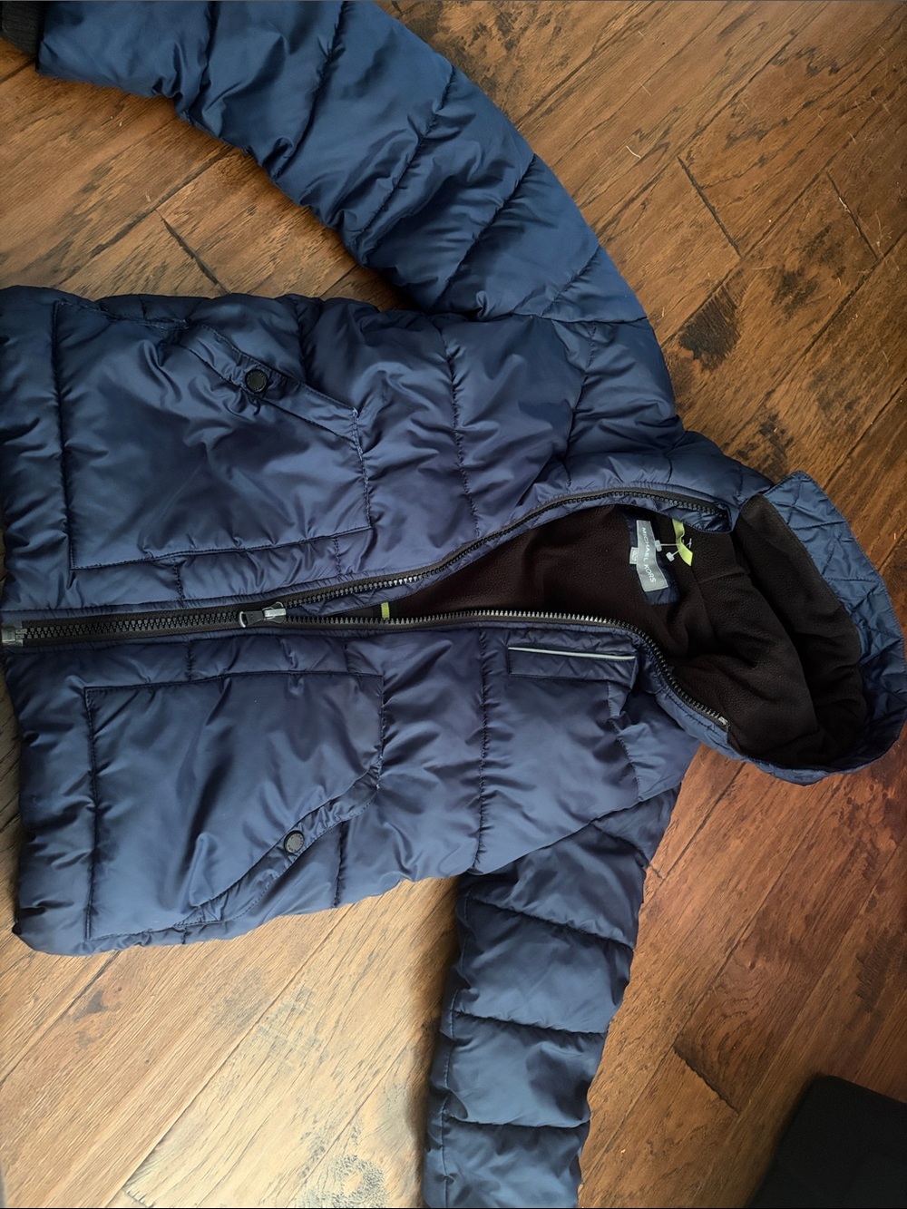 Michael Kors Navy Blue Kids Puffer Jacket with Hood